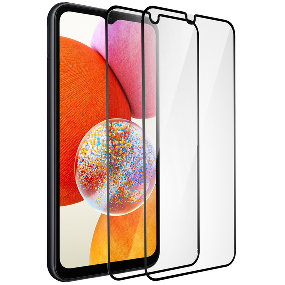 2x Μετριασμένο γυαλί για Samsung Galaxy A14 4G / A14 5G, ERBORD 3D πλήρης οθόνη