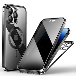 Θήκη για iPhone 14 Pro Max, Privacy Dual Glass, για MagSafe, μαύρη