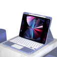 Θήκη + πληκτρολόγιο iPad 10.2 2021 / 2020 / 2019 / Air 10.5 2019, Leather Pen Slot TouchPad, μωβ