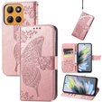 Θήκη με πτερύγιο για Motorola Moto G15 / Motorola Moto G15 Power, Butterfly, ροζ rose gold