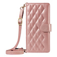 θήκη πτερύγιο για Xiaomi Redmi Note 14 Pro 5G / Xiaomi Redmi Note 14 Pro+ 5G / Xiaomi Poco X7 5G, Rhombus Crossbody Leather, ροζ rose gold