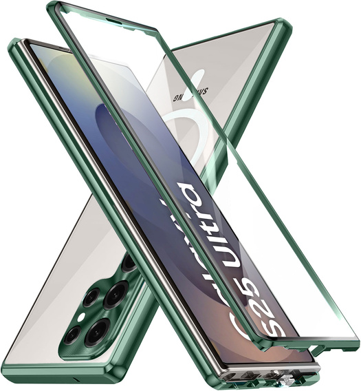 Μαγνητική θήκη MagSafe Dual Glass για Samsung Galaxy S25 Ultra, πράσινη