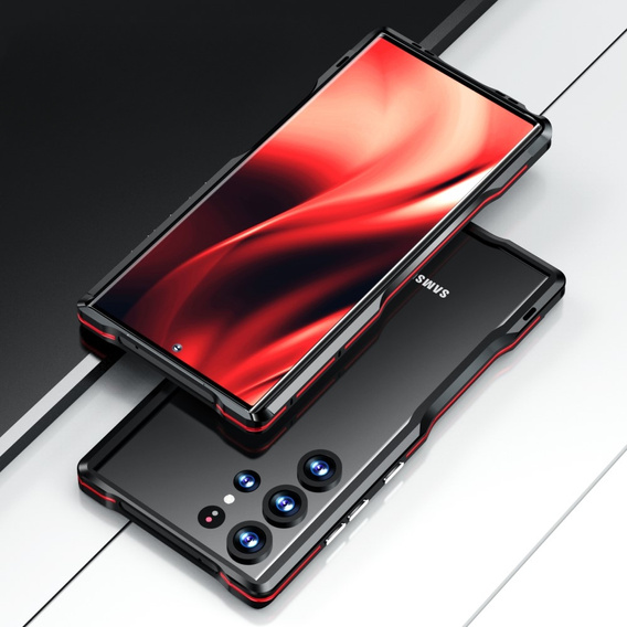 Θήκη LUPHIE για Samsung Galaxy S23 Ultra, Armor Bumper, μαύρο / κόκκινο