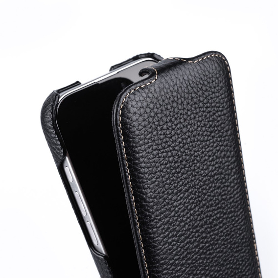 Θήκη MELKCO για iPhone 16 Pro Max, δερμάτινη, flip, μαύρη