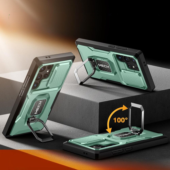 Θήκη για Samsung Galaxy S24 Ultra, Tongate MECH Series με βάση στήριξης, ανοιχτή πράσινη