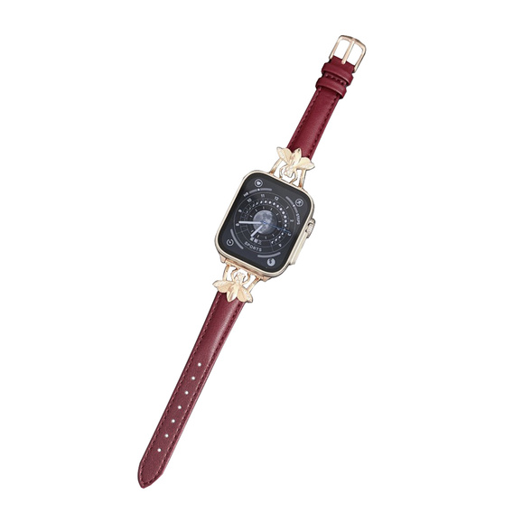 Δερμάτινο λουράκι για Apple Watch 1/2/3/4/5/6/7/8/SE/Ultra 42/44/45/49mm, μπορντό