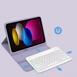 Θήκη με φωτιζόμενο πληκτρολόγιο bluetooth για iPad 10.9 2022 (10 gen.), μωβ