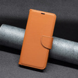 Θήκη με πτερύγιο για Samsung Galaxy A15, Wallet Litchi Leather, καφέ + γυαλί 9H 