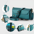 θήκη CASEME για Samsung Galaxy S24 FE, RFID Leather Wallet, με λουράκι ώμου, πράσινη