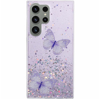 Θήκη για Samsung Galaxy S24 Ultra, Glitter Butterfly, μωβ