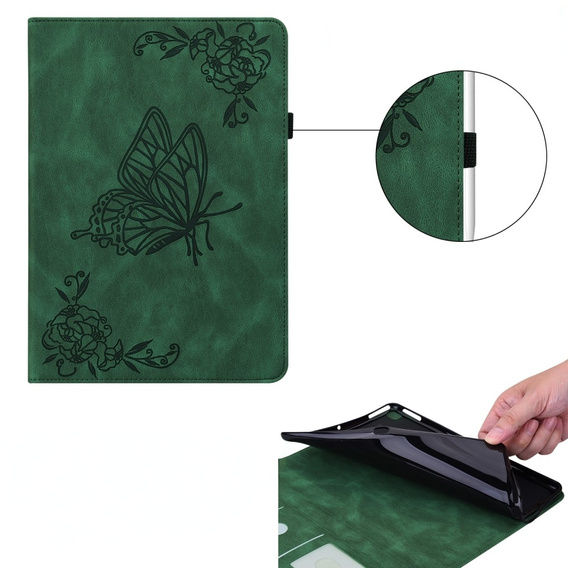 θήκη για το Lenovo Tab M9, Butterfly, πράσινη