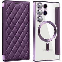 Θήκη με πτερύγιο για Samsung Galaxy S24 Ultra, RFID Wallet MagSafe CamShield, μωβ
