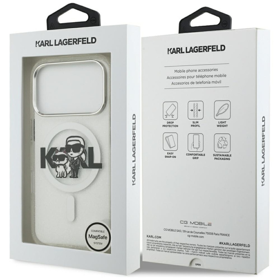 Θήκη Karl Lagerfeld IML Glitter Karl and Choupette MagSafe για iPhone 17 Pro