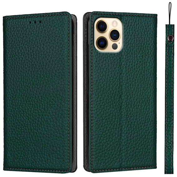 Δερμάτινη θήκη για iPhone 13 Pro, ERBORD Grain Leather, σκούρα πράσινη