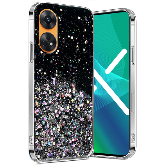 Θήκη για Oppo Reno8 T, Glittery, μαύρη