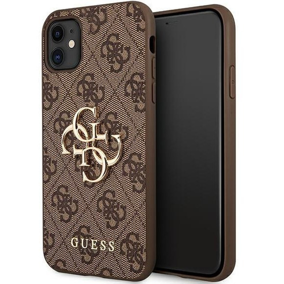 GUESS Θήκη για iPhone 11, 4G Big Metal Logo, καφέ