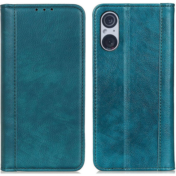 Θήκη για Sony Xperia 5 V, Wallet Litchi Leather, πράσινη