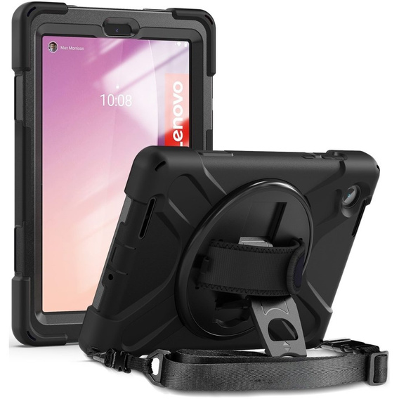 Παιδική θήκη για Lenovo Tab M8 Gen 4 TB-300FU, θωρακισμένη με λουράκι, μαύρη