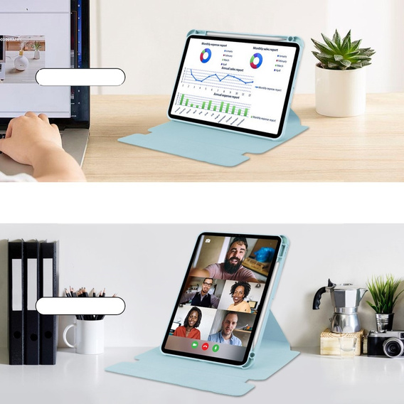 Θήκη πληκτρολογίου για iPad Pro 11" 2024 (5 gen.), Rotary 360° Leather, γαλάζια