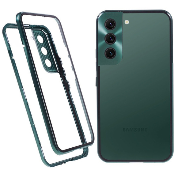 Μαγνητική θήκη MagSafe Dual Glass για Samsung Galaxy S22, πράσινη