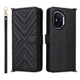 Θήκη με πτερύγιο για Honor 400 5G, Crossbody Leather Wallet, μαύρη