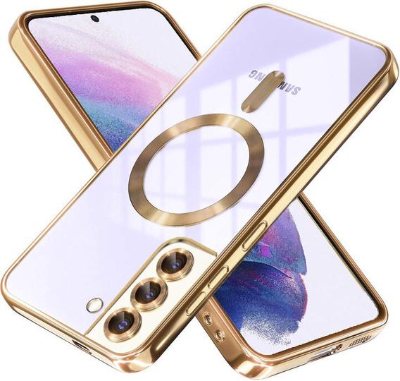 Θήκη για Samsung Galaxy S21, Electro MagSafe, χρυσή + Γυαλί για την οθόνη