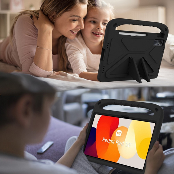 Παιδική θήκη για Xiaomi Redmi Pad SE 11", παιδική θήκη με λαβή, Μαύρο