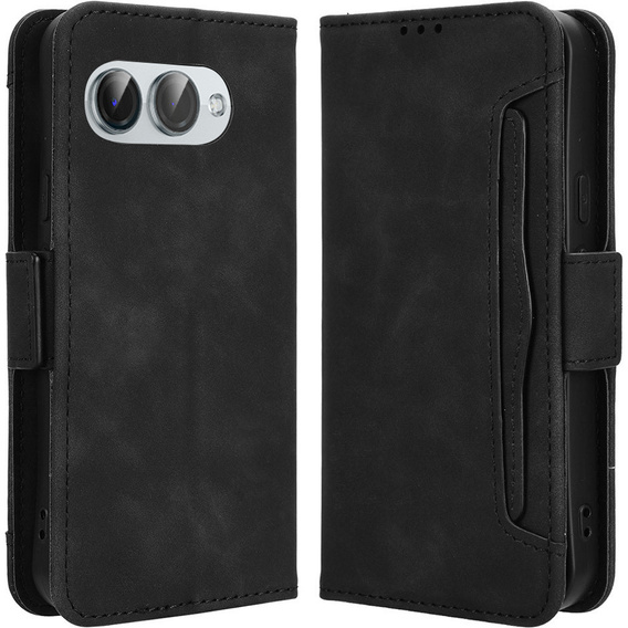 Θήκη με πτερύγιο για T Phone 3 5G, Card Slot, μαύρη