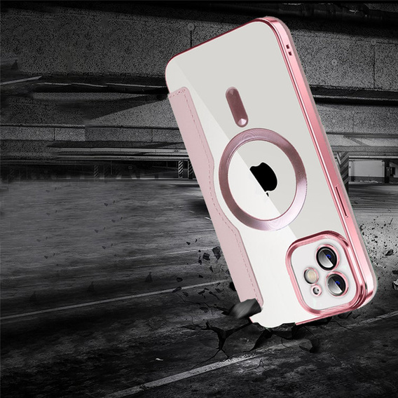Θήκη με πτερύγιο για iPhone 11, RFID Wallet MagSafe CamShield, ροζ rose gold