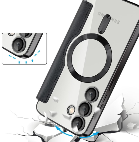 Θήκη με πτερύγιο για Samsung Galaxy S25 FE, RFID Wallet MagSafe CamShield, μαύρη