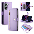 Θήκη με πτερύγιο για Xiaomi Poco X7 Pro 5G, Wallet Zipper Pocket, μωβ