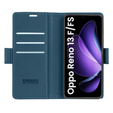 Θήκη για Oppo Reno 13F / Oppo Reno 13FS, ERBORD Glossy Litchi, πορτοφόλι με πτερύγιο, μπλε