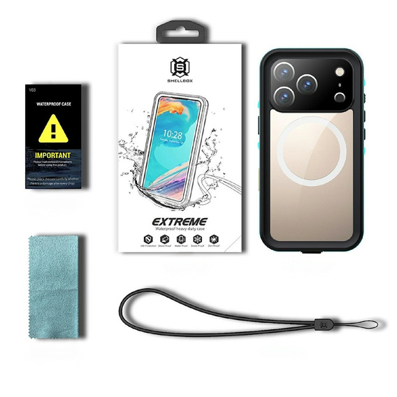 Θήκη για iPhone 17 Pro, αδιάβροχη IP68, SHELLBOX MagSafe, μαύρο