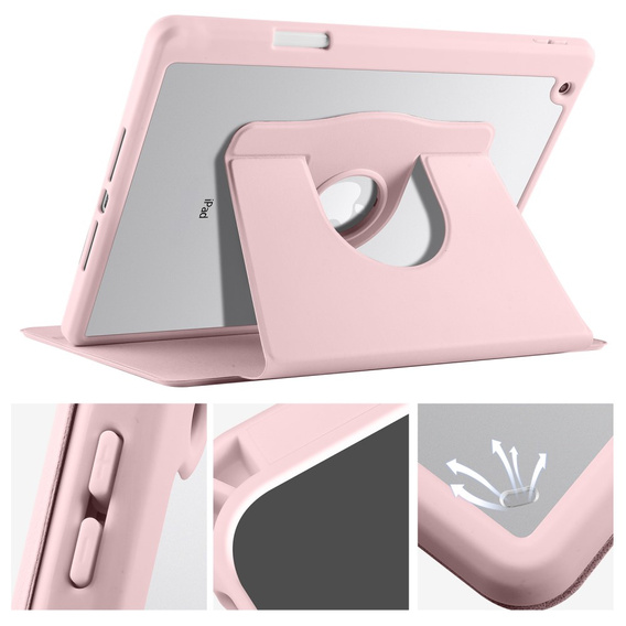 Θήκη για iPad 10.2" 2021/2020/2019 (9/8/7 gen.), με υποδοχή γραφίδας, περιστρεφόμενη κατά 360°, ροζ