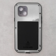 Love Mei Θήκη για iPhone 14, armored with glass, ασημένια
