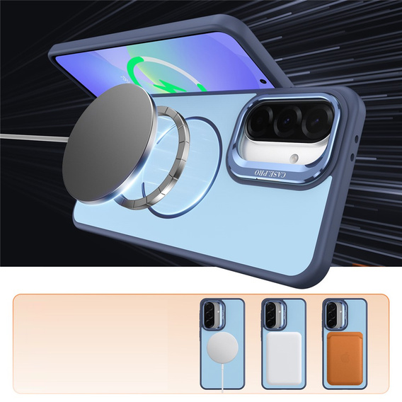 Θήκη Skin-touch με βάση για MagSafe για Samsung Galaxy A57 5G, μπλε