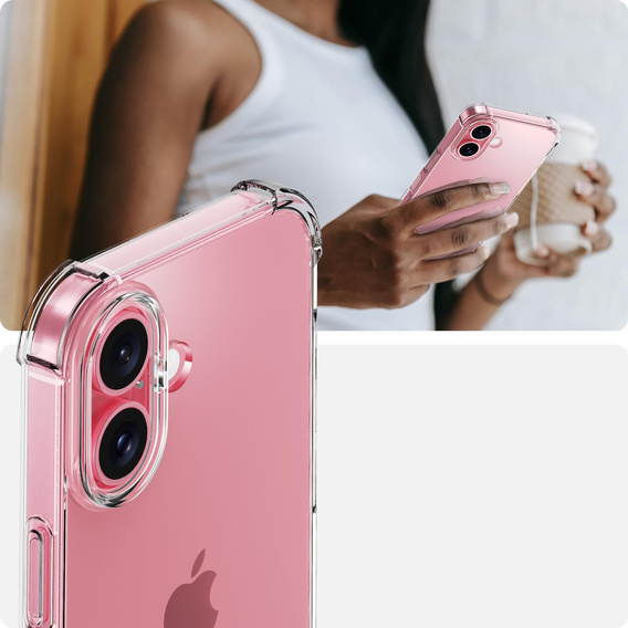 Θήκη για iPhone 16 Plus, Erbord Dropproof, διαφανής + γυαλί