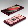 Θήκη για Samsung Galaxy S23 Ultra, CamShield Slide, ροζ / κόκκινο