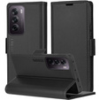 Θήκη για Oppo Reno 12 Pro, ERBORD Glossy Litchi, πορτοφόλι με πτερύγιο, μαύρη