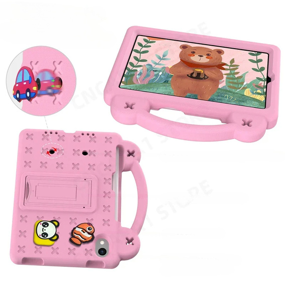 Παιδική θήκη για iPad mini 8.3" 2021 (6 gen.) / iPad mini 8.3" 2024 (7 gen.), Cute Patterns, με βάση, ροζ