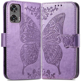 Θήκη με πτερύγιο για Motorola Moto G85, Butterfly, μωβ