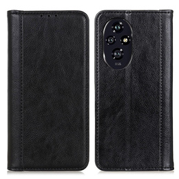 θήκη με πτερύγιο για Honor 200 Pro 5G, Split Leather, μαύρη