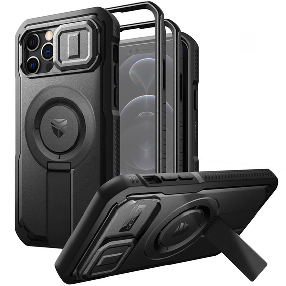 Θωρακισμένη θήκη για iPhone 12 / iPhone 12 Pro, Dexnor CamProtect MagSafe, μαύρη (Δύο πλαίσια)
