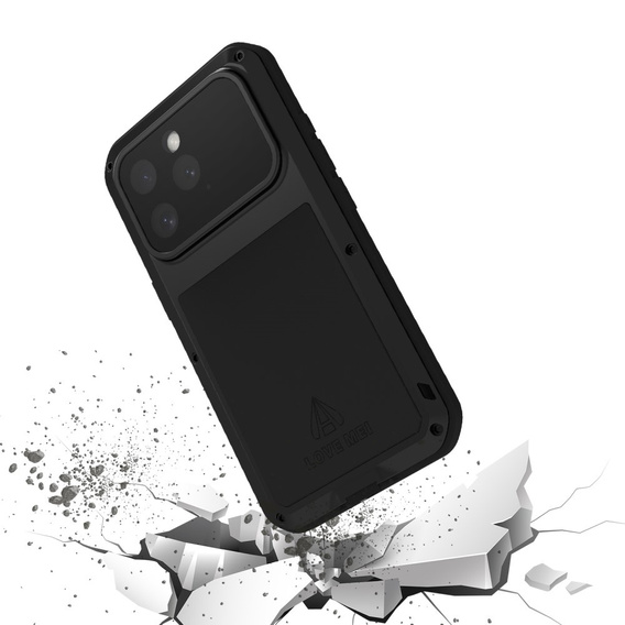 Love Mei Θήκη για iPhone 16 Pro Max, armored with glass, μαύρη