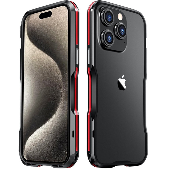 Θήκη LUPHIE για iPhone 15 Pro, Armor Bumper, μαύρο / κόκκινο