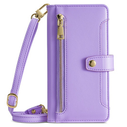 Θήκη με πτερύγιο για Motorola Moto G15 / G15 Power, Wallet Zipper Pocket, μωβ