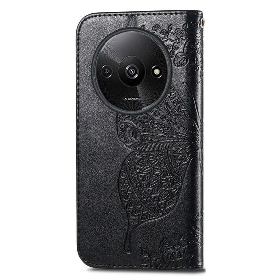 Θήκη με πτερύγιο για Xiaomi Redmi A3, Butterfly, μαύρη