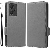 Θήκη με πτερύγιο για Xiaomi Redmi Note 12 5G / POCO X5 5G, Wallet Litchi Magnet, γκρι