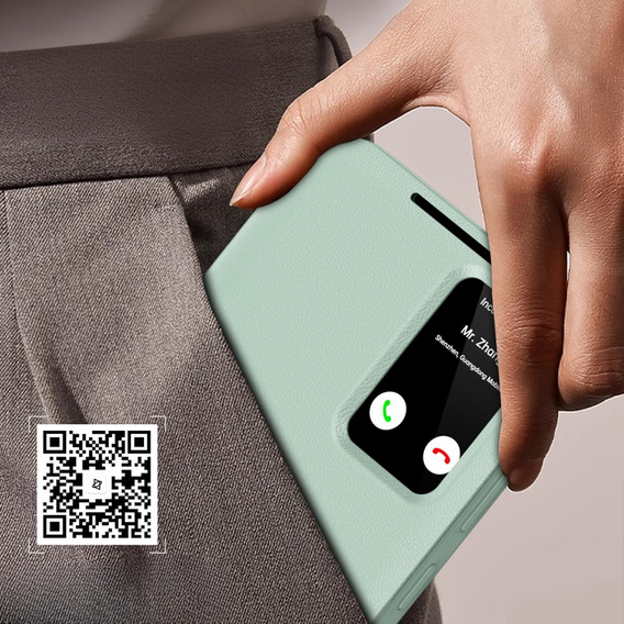 Αναδιπλούμενη θήκη για Samsung Galaxy A55 5G, Smart View Wallet, πράσινη
