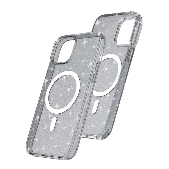 θήκη για iPhone 14 Plus, Glittery, για MagSafe, μαύρη